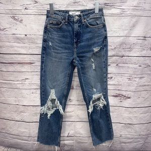TopShop Womens Distressed Straight Leg Jeans Size W26 / L30